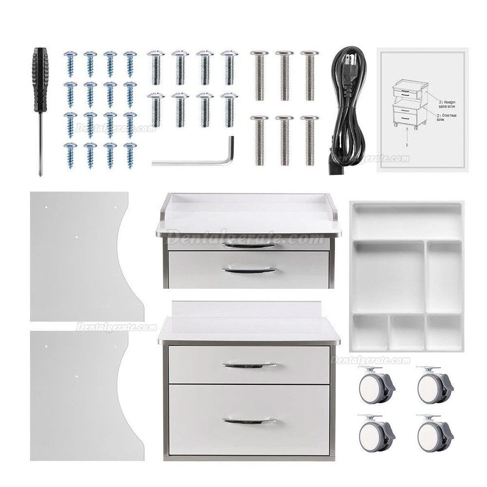 Dentech G15 dental schrankwagen, instrumentenwagen zahnarzt mit 3 schubladen
